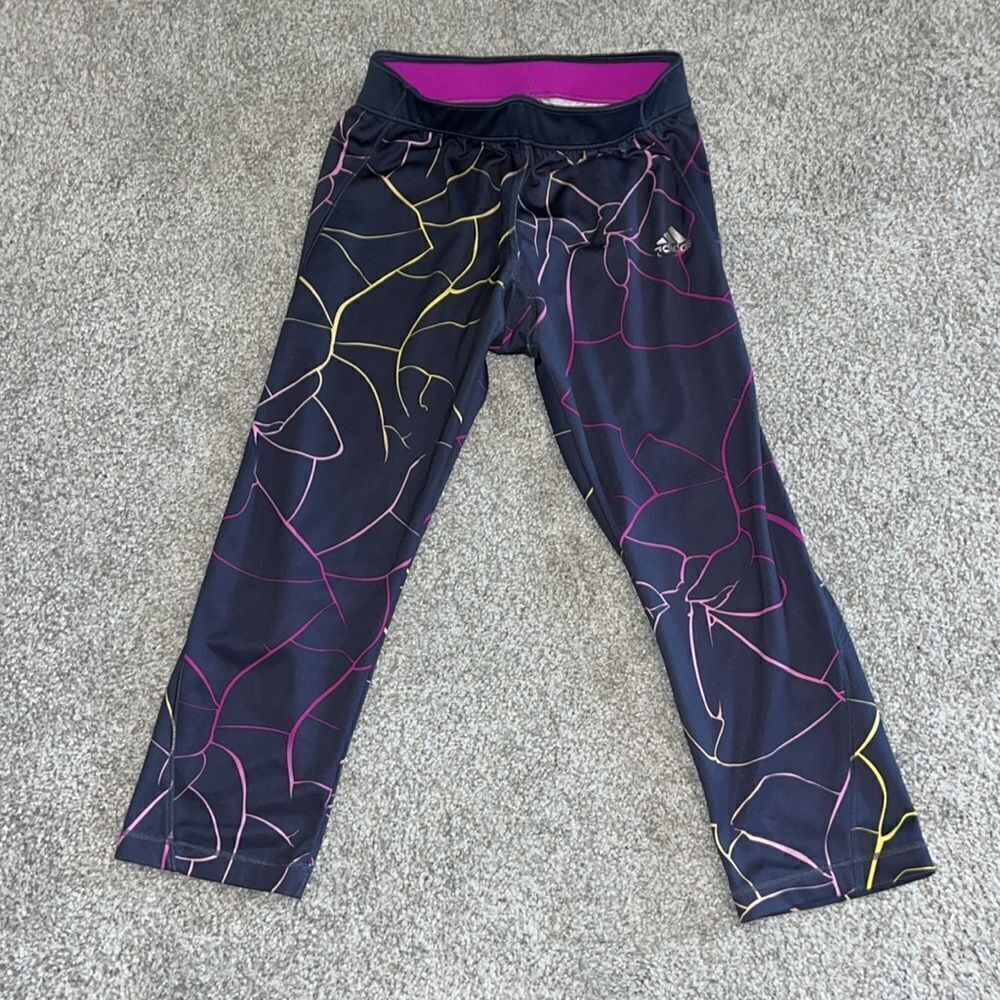 Stretch adidas tech fit track yoga crop leg running jogging pant S (8-10) womens